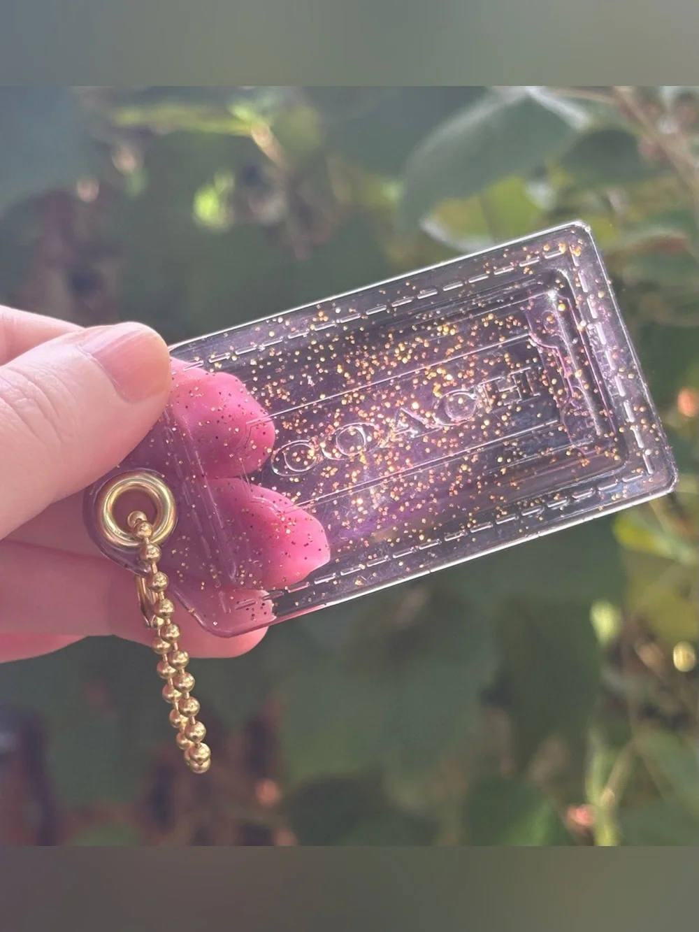 Vintage Coach Purple Gold Glitter XL Hang Tag